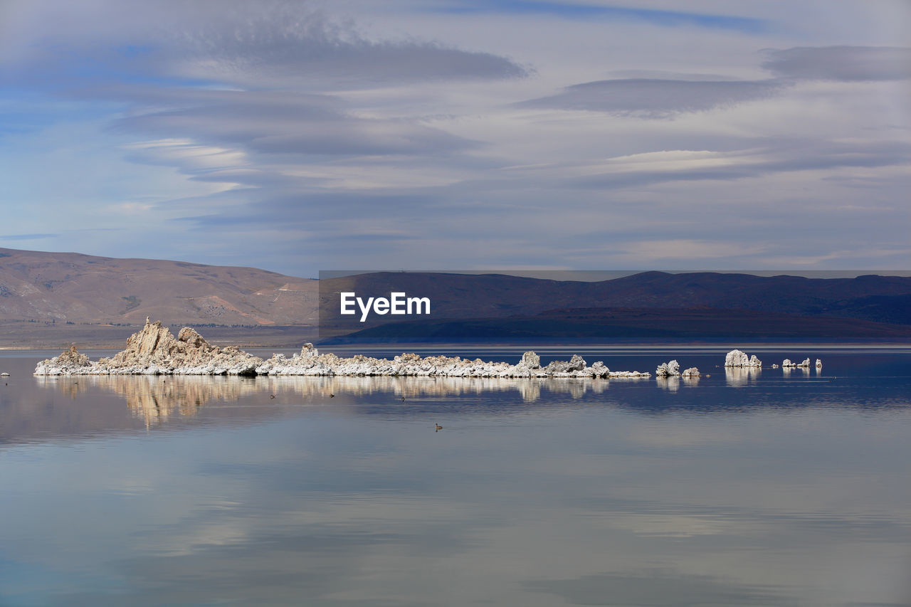 Scenic view of lake against sky