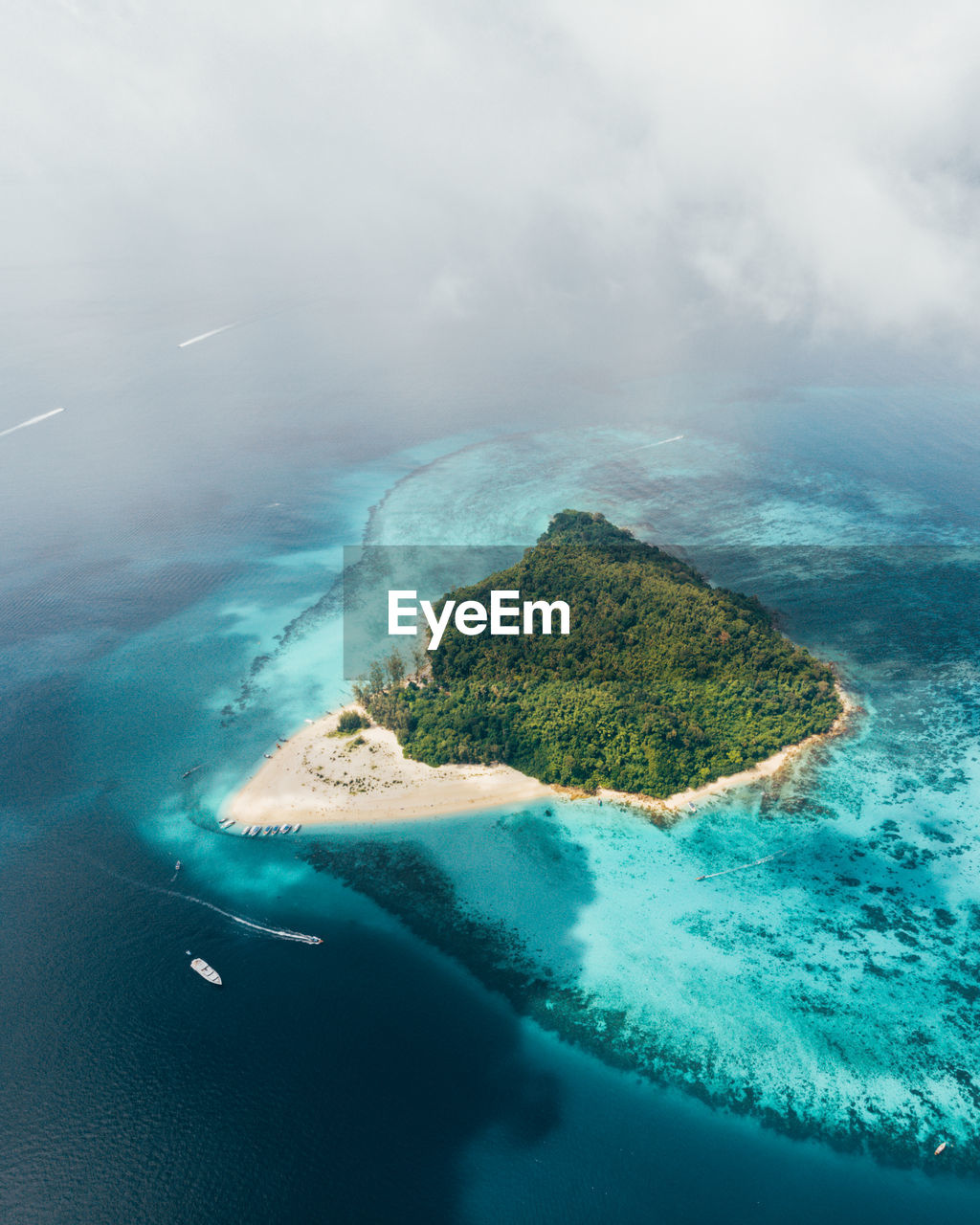 Drone view of an island in thailand
