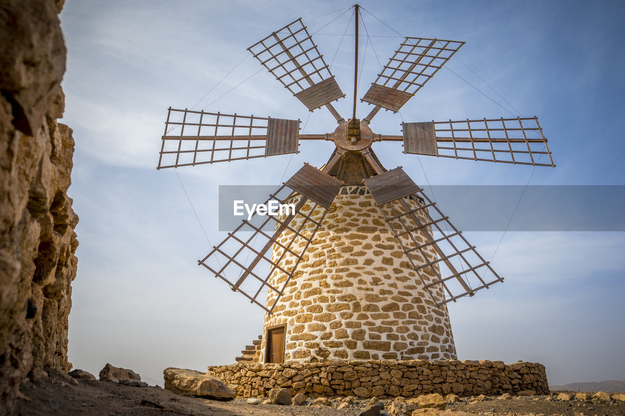 View on tefia historical windmill on fuerteventura, canary islands