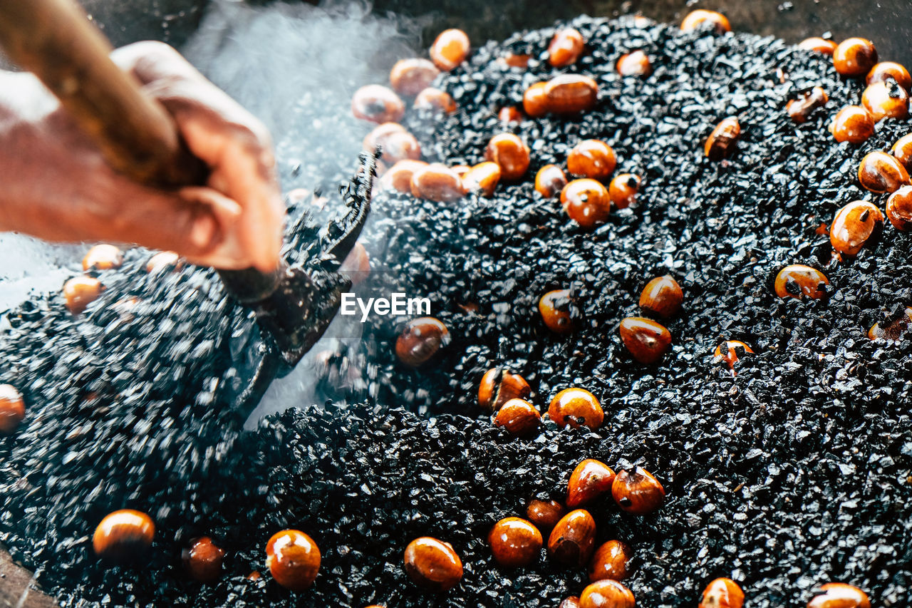 Close-up of person preparing food