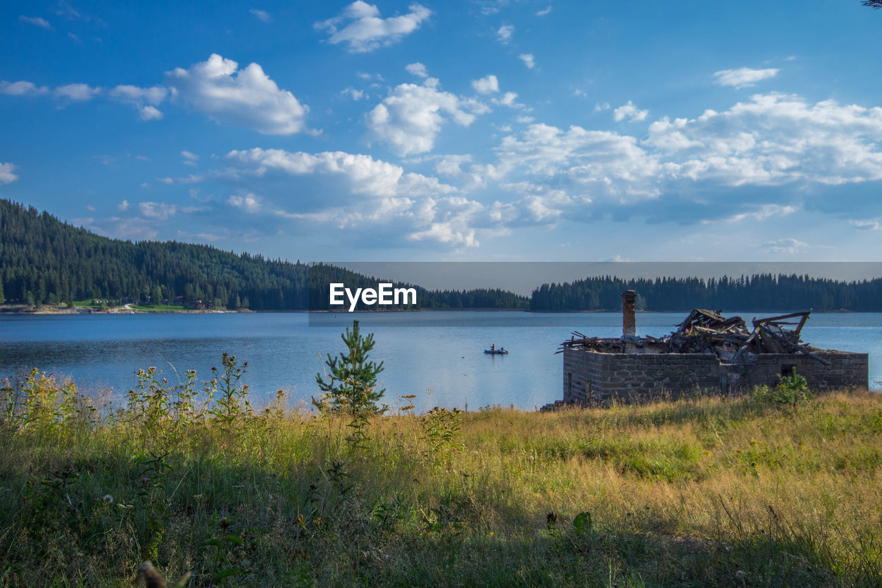 Scenic view of lake against sky