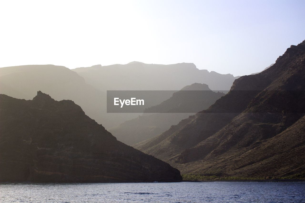 Scenic view of mountains against clear sky