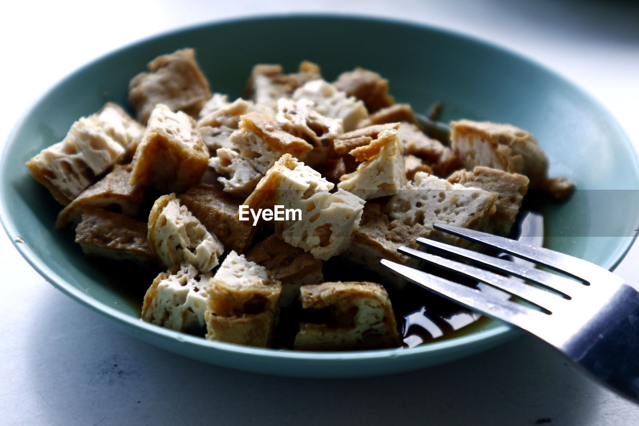 High angle view of food on table