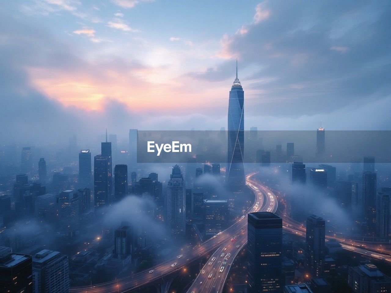 high angle view of illuminated cityscape against sky