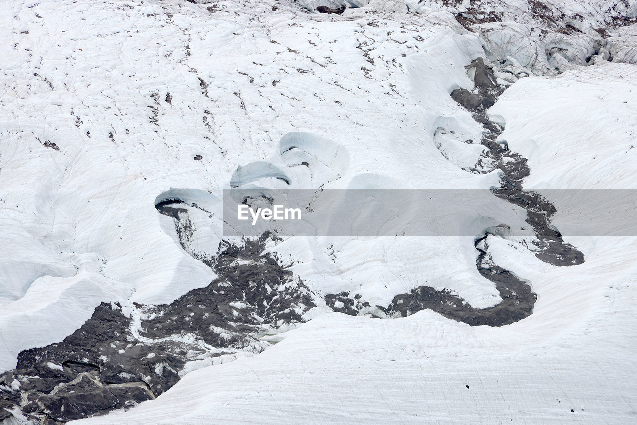 high angle view of snow covered land