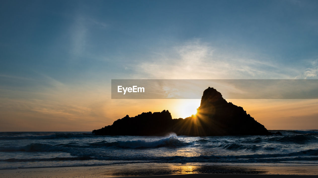 SCENIC VIEW OF BEACH DURING SUNSET