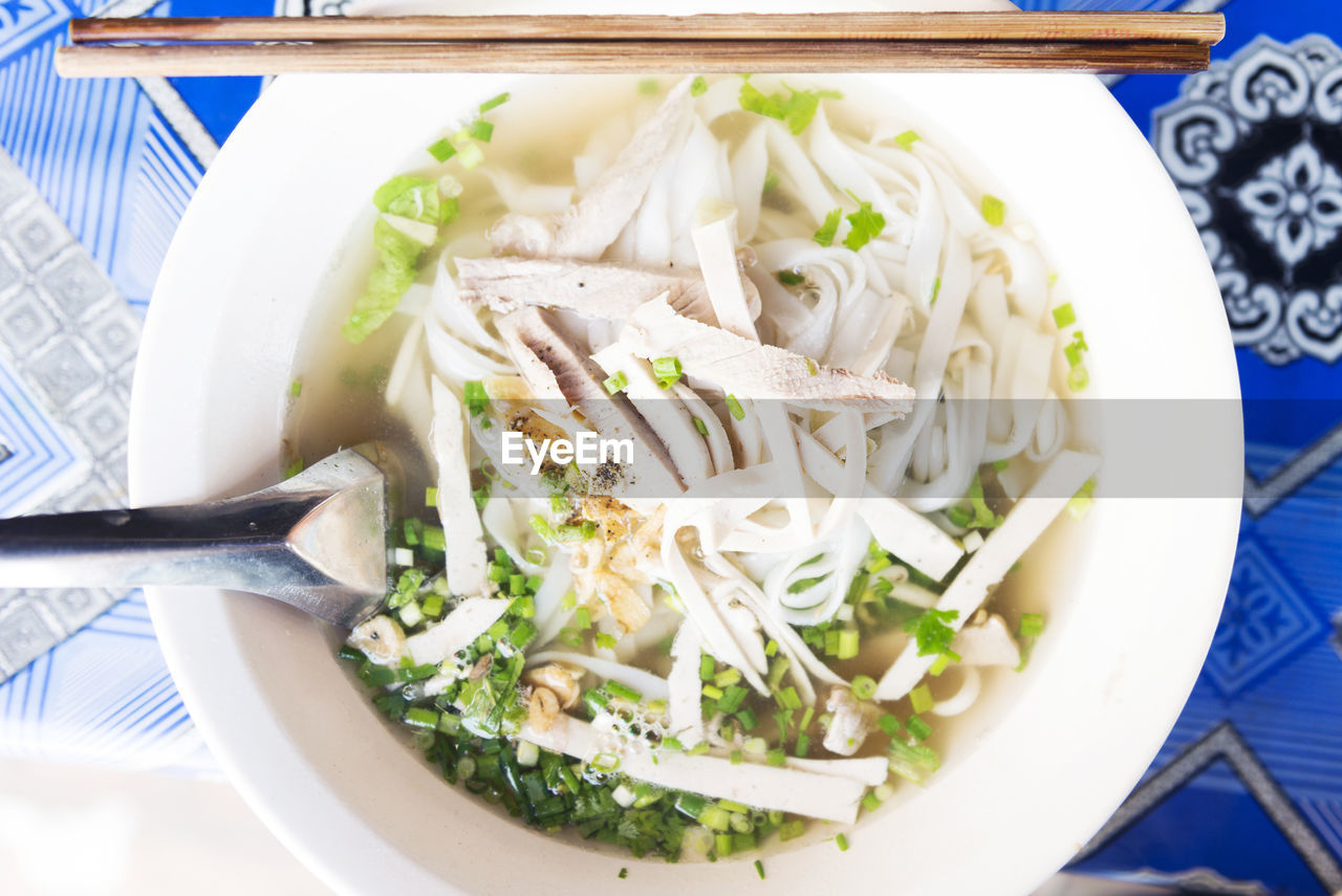 Close-up of noodle soup served in bowl