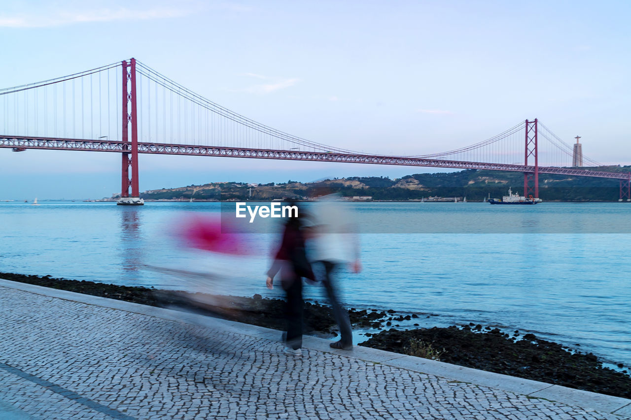 View of suspension bridge against sky