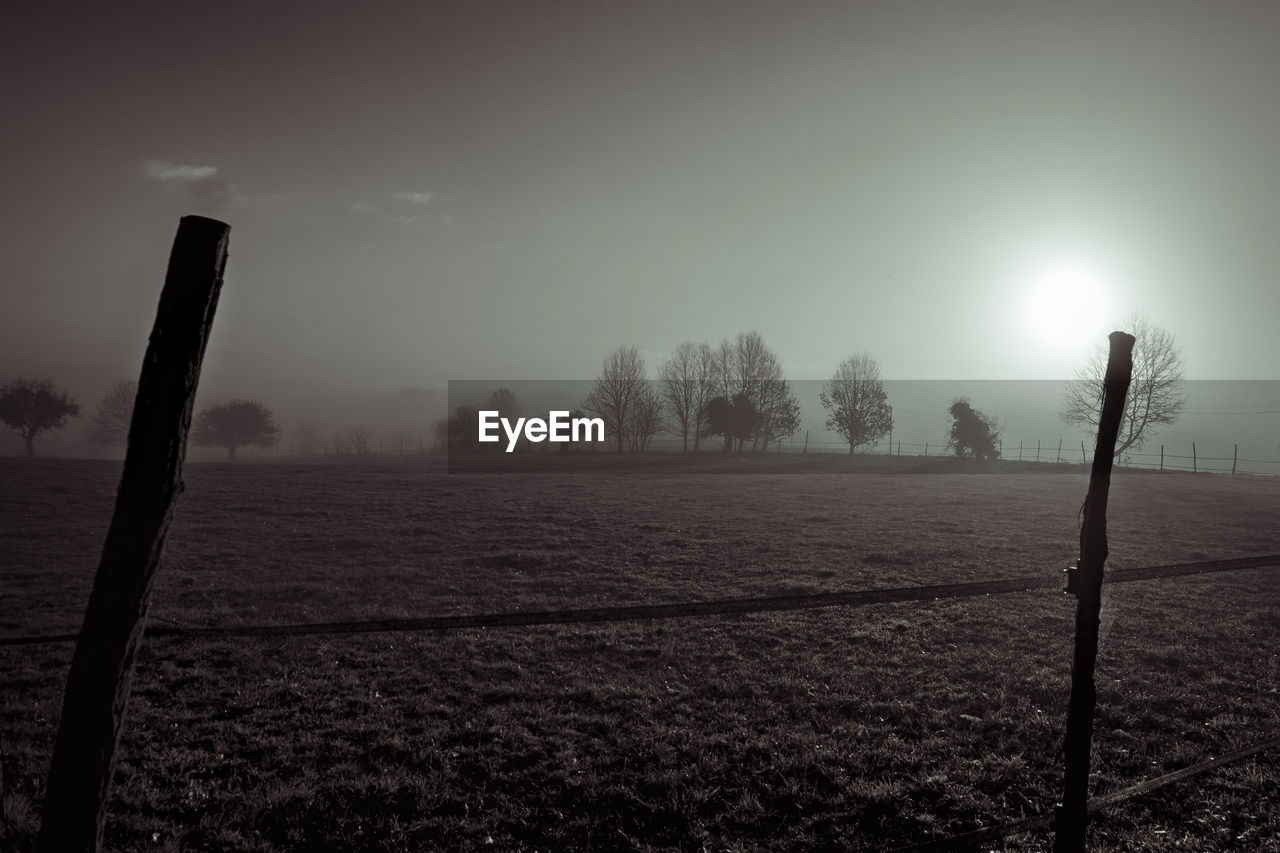 SCENIC VIEW OF FIELD AGAINST SKY DURING SUNSET