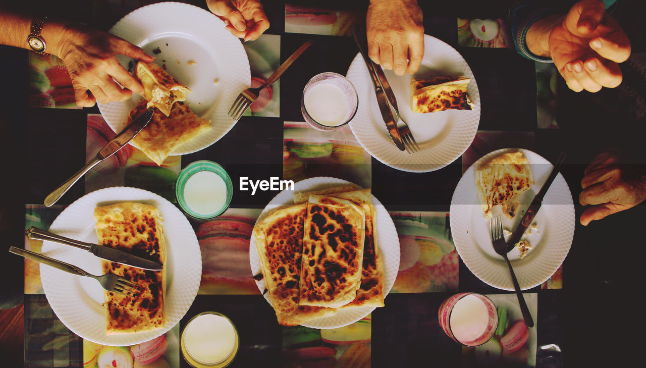 High angle view of food on table