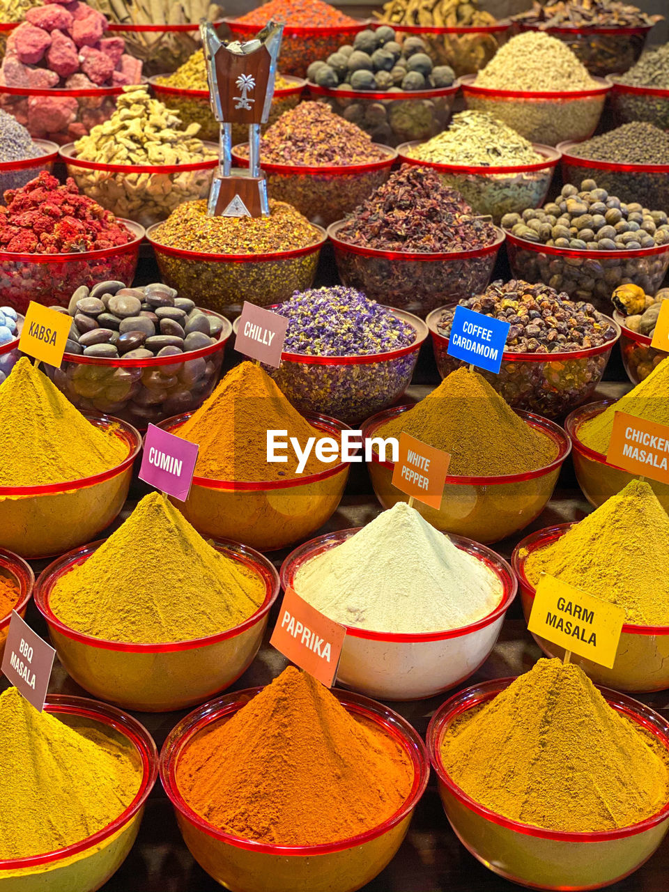Full frame shot of various spices for sale