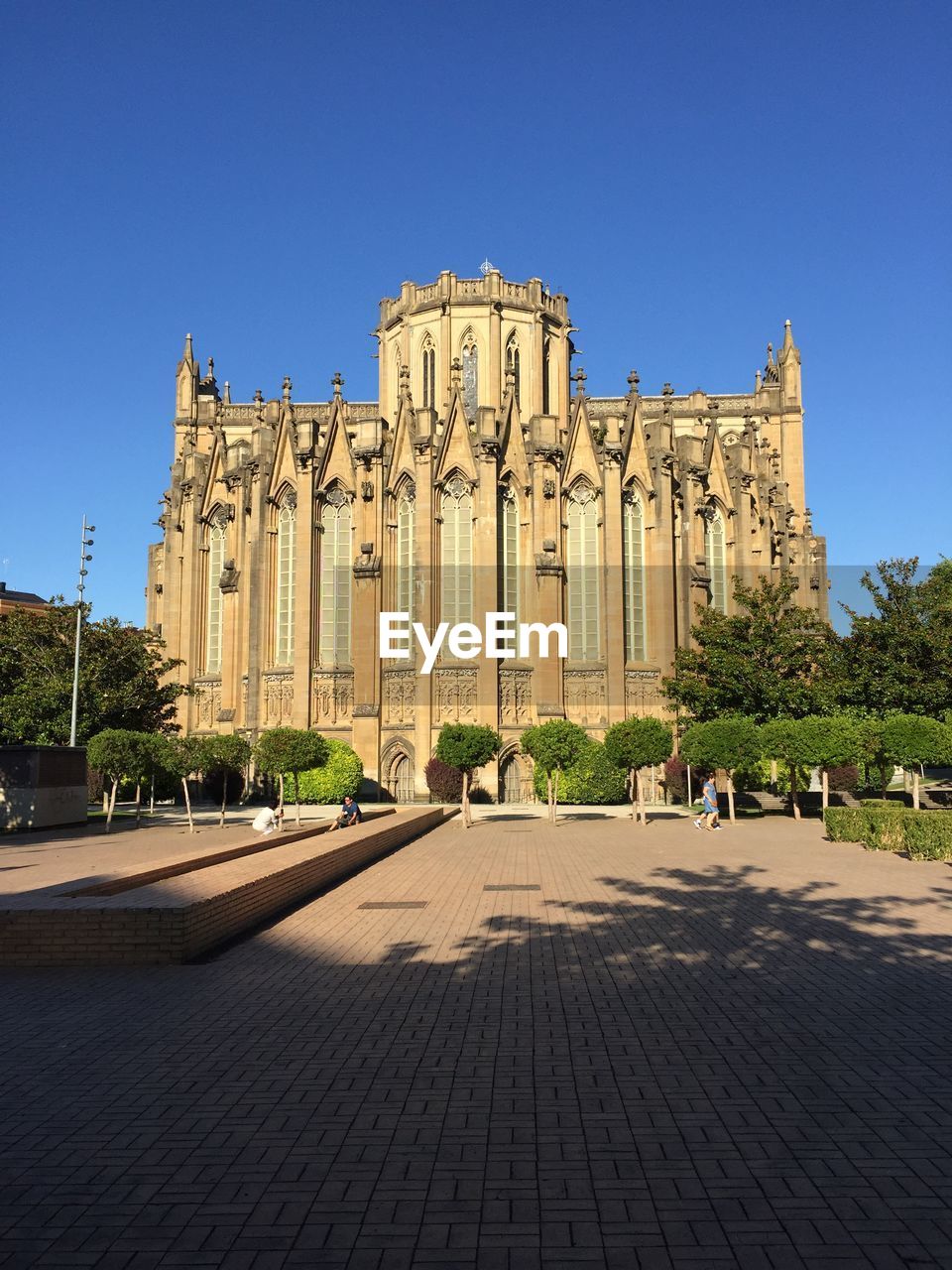 View of historical building against clear blue sky