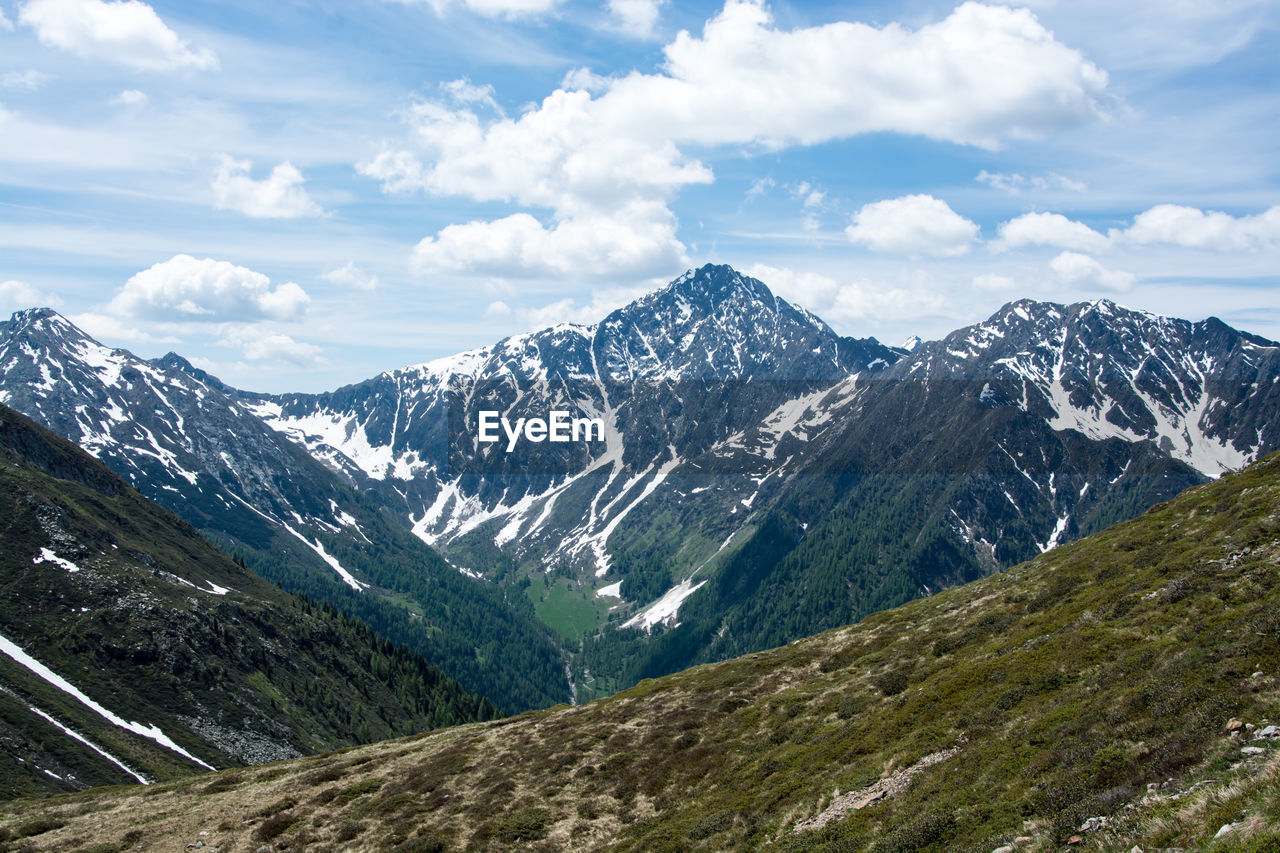 Scenic view of mountains against sky