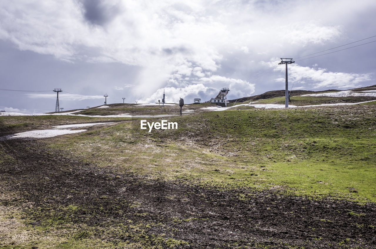 Scenic view of landscape against cloudy sky