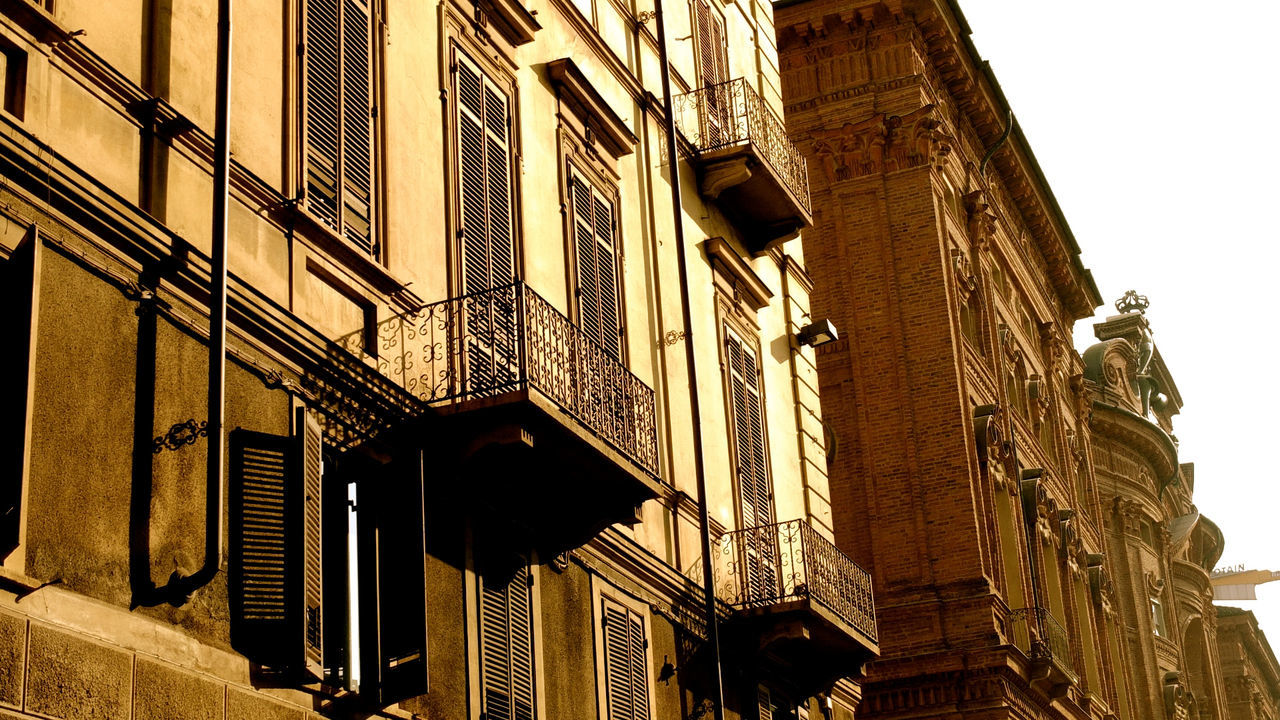 Exterior of buildings against clear sky