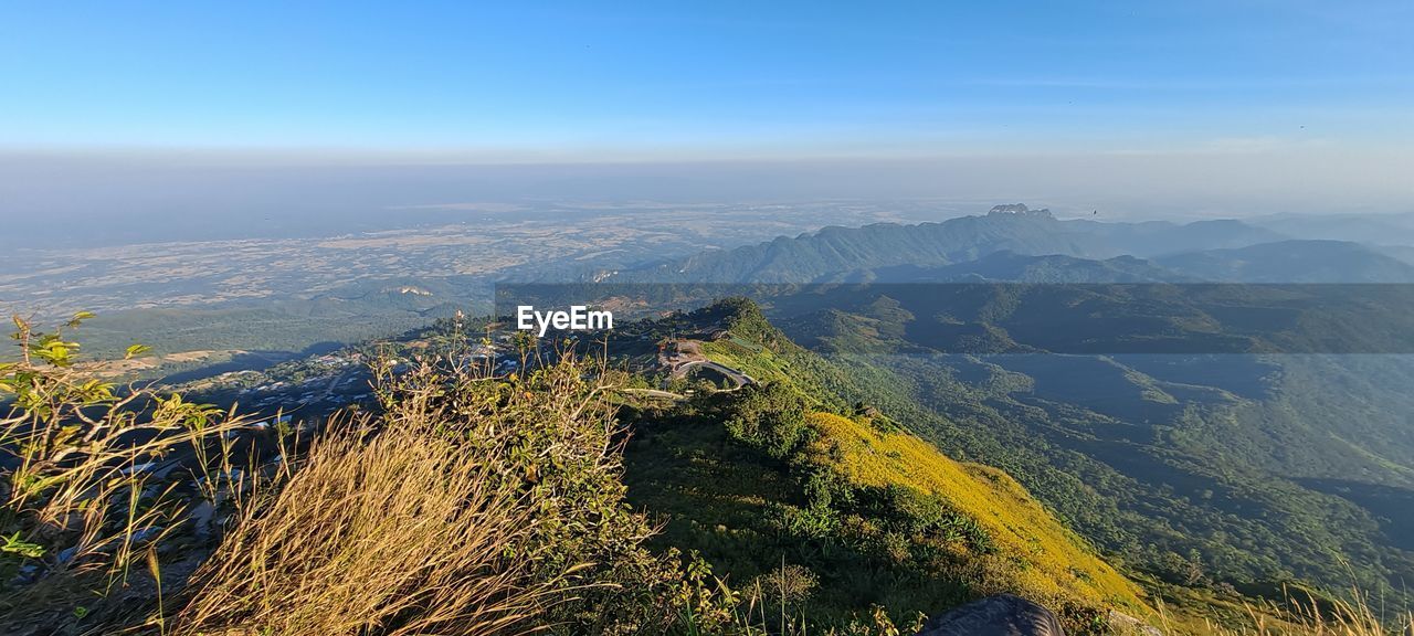 HIGH ANGLE VIEW OF MOUNTAIN RANGE AGAINST SKY
