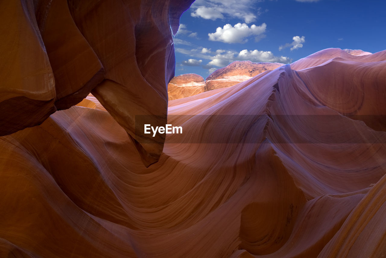 Antelope canyon against sky