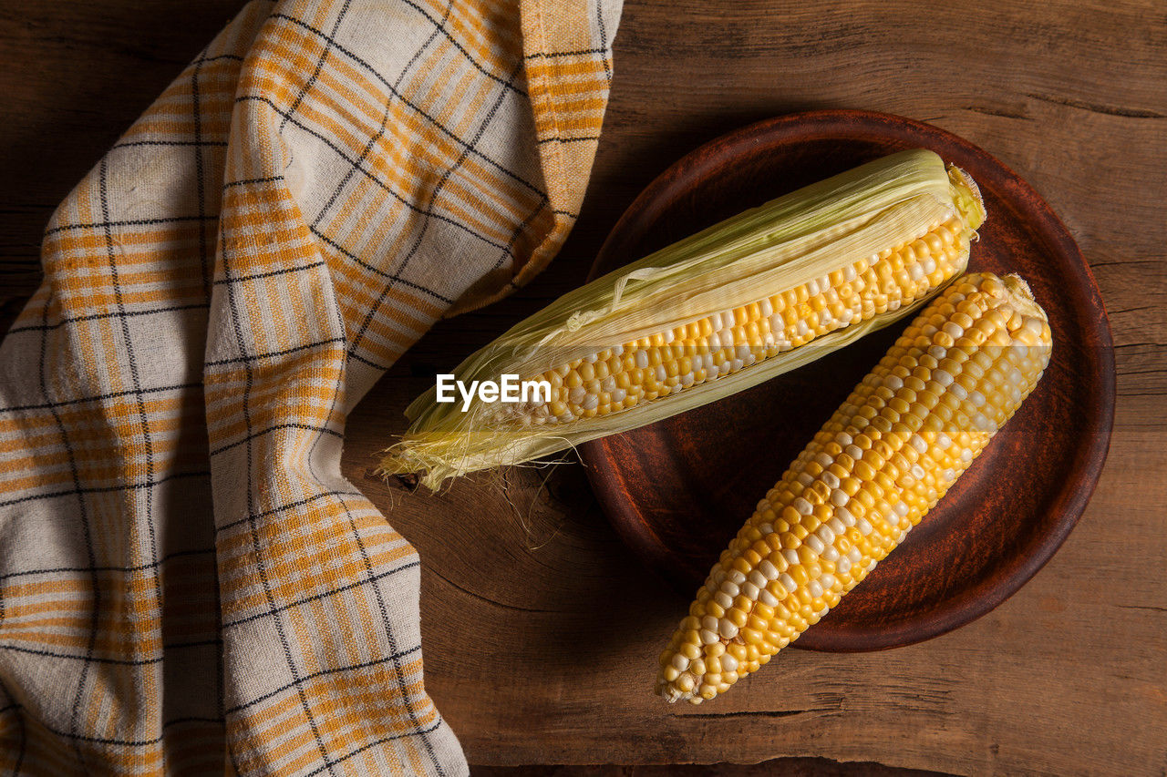 close-up of corn on table