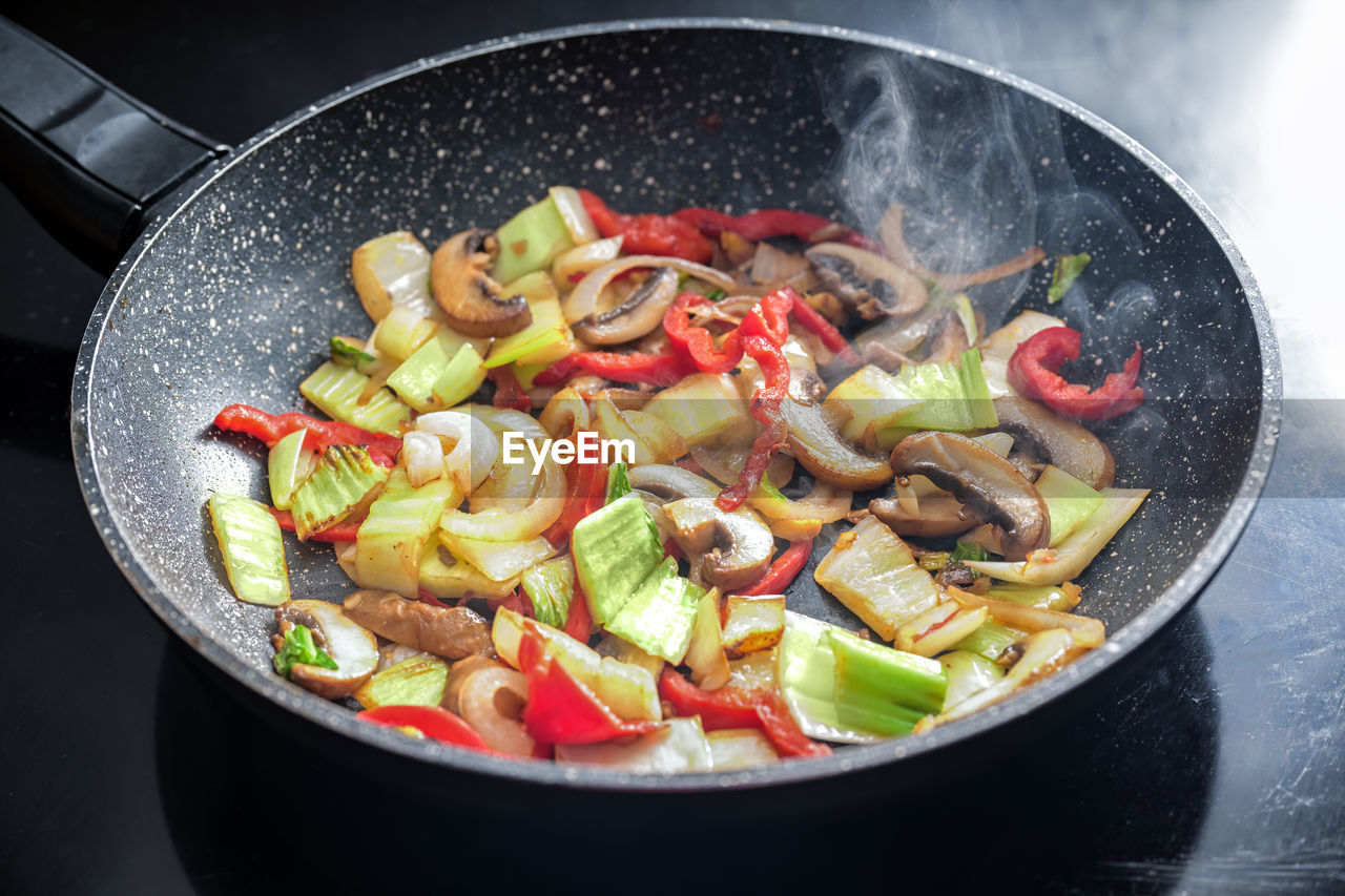 high angle view of food in bowl