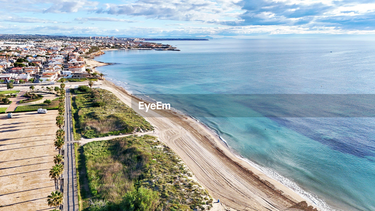 high angle view of beach against sky