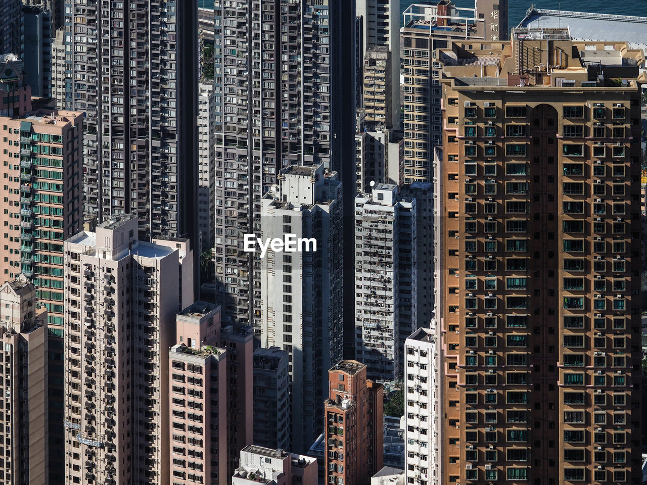 Aerial view of modern buildings in city