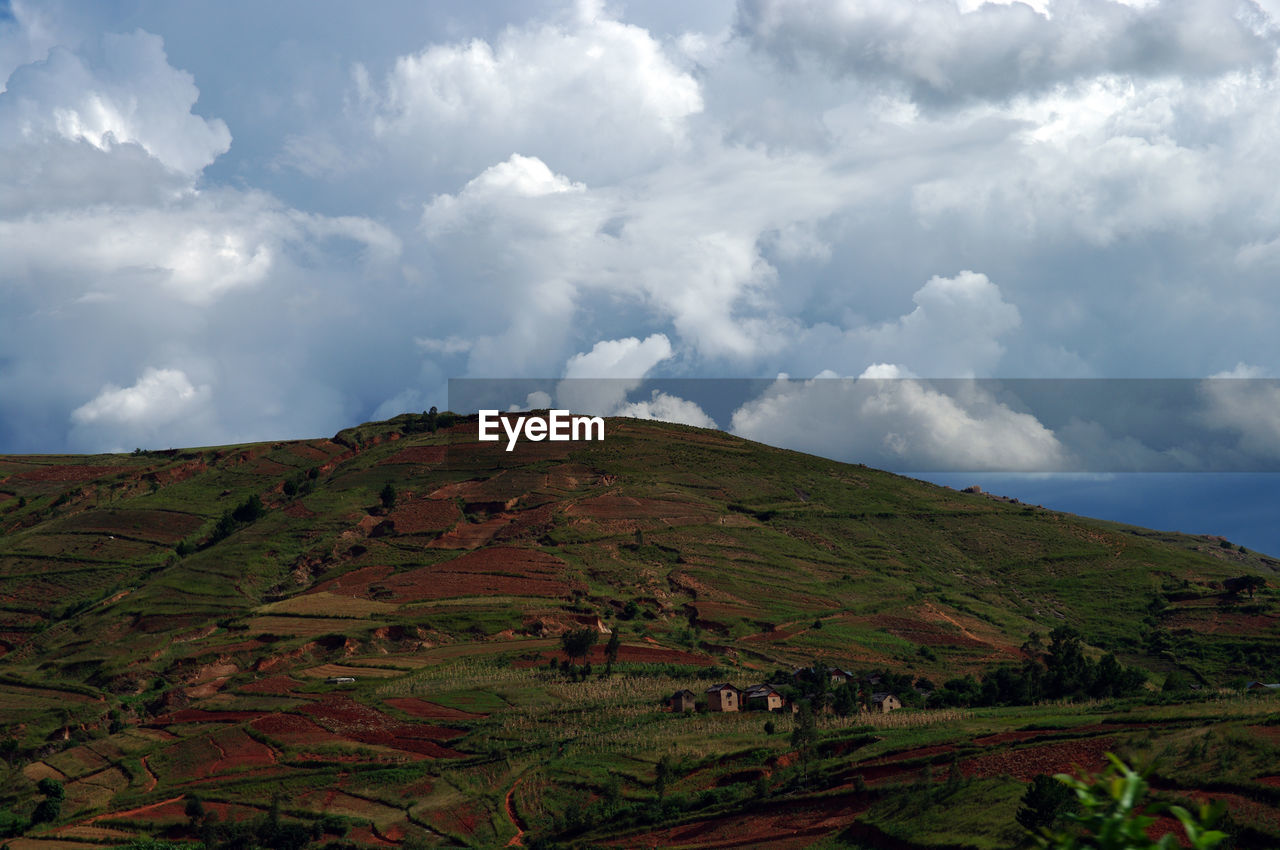 Scenic view of landscape against cloudy sky