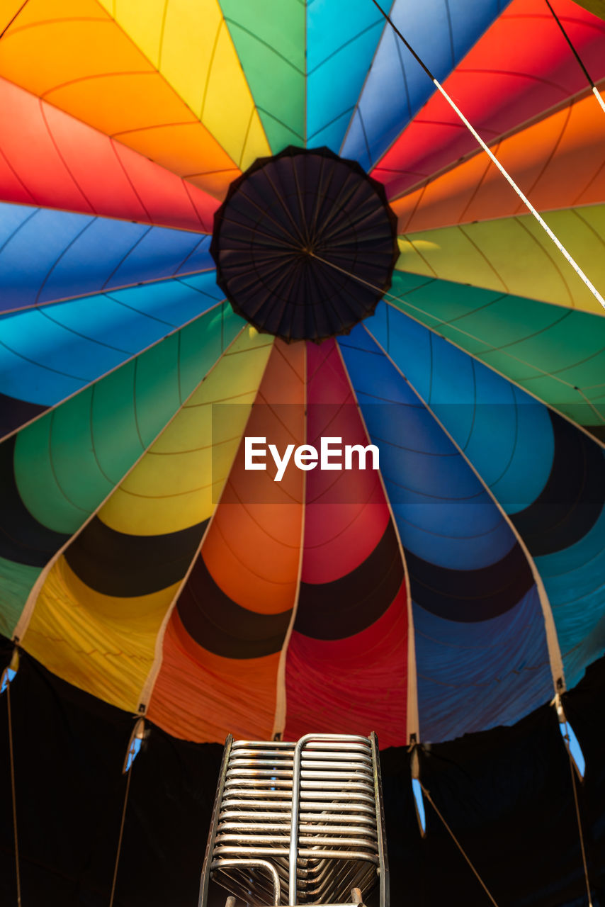 Low angle view of colorful hot air balloon