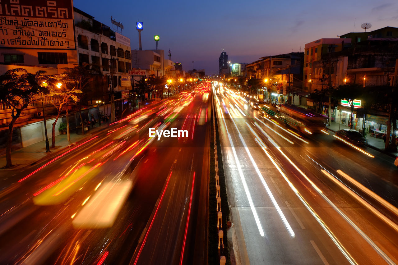 LIGHT TRAILS ON CITY STREET