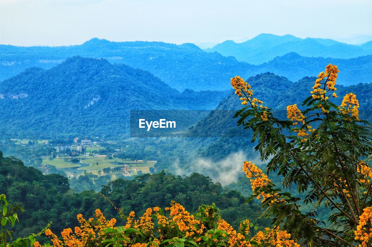 Scenic view of mountains against sky