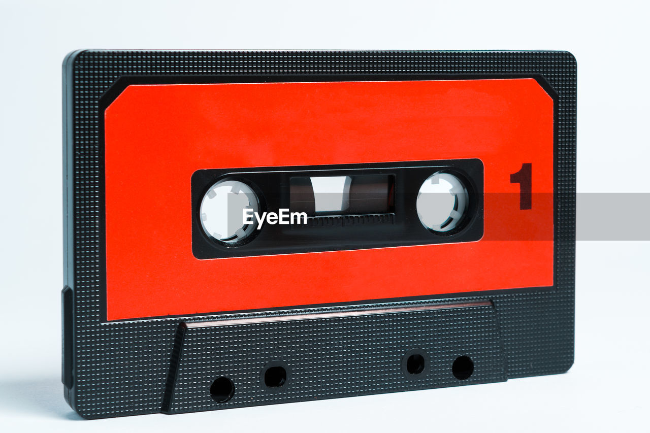 Close-up of cassette against white background