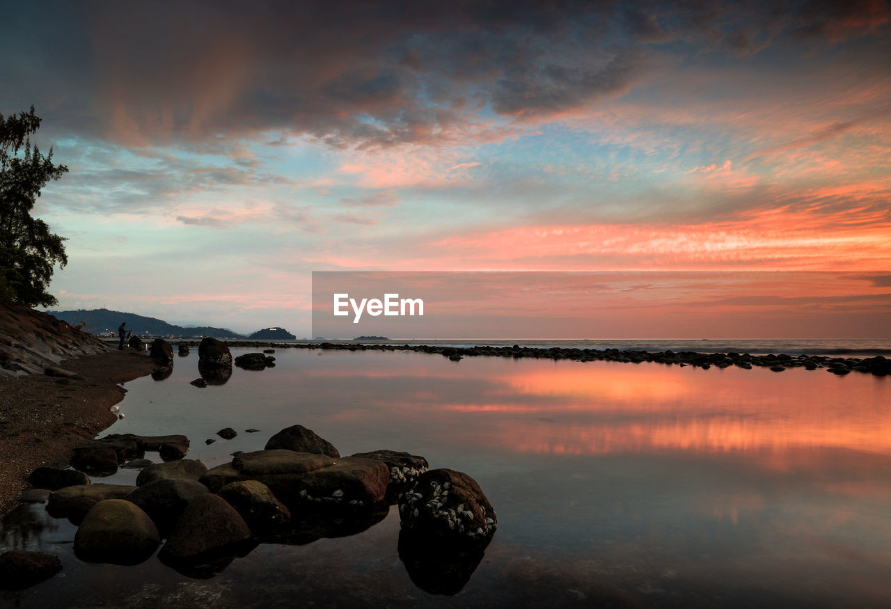 Scenic view of sea against sky during sunset