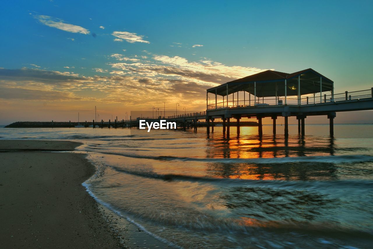 VIEW OF PIER ON SEA