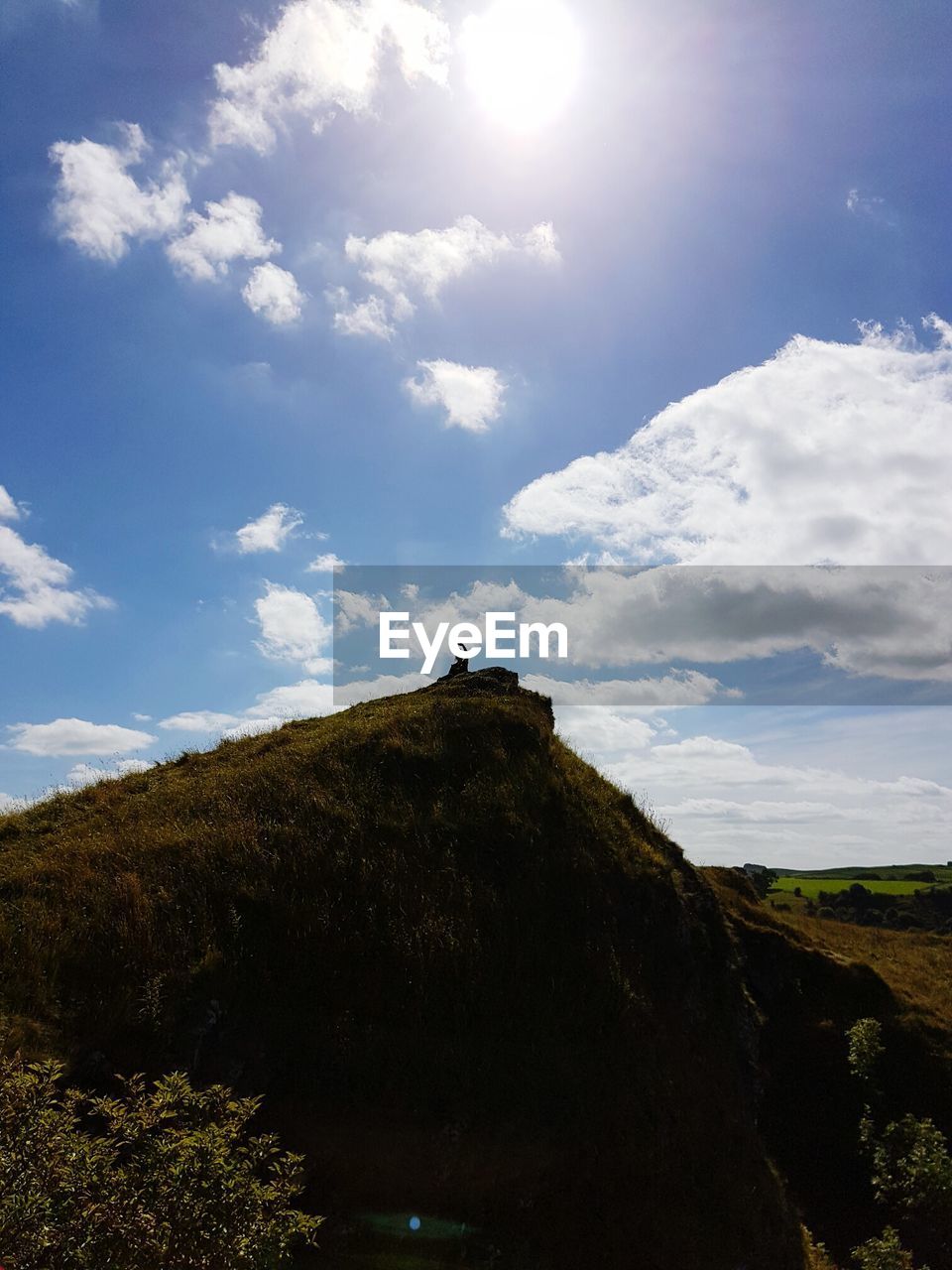 LOW ANGLE VIEW OF MAN ON CLIFF