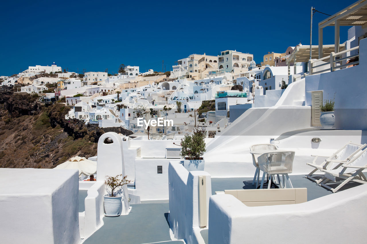 Beautiful white houses and buildings in santorini island
