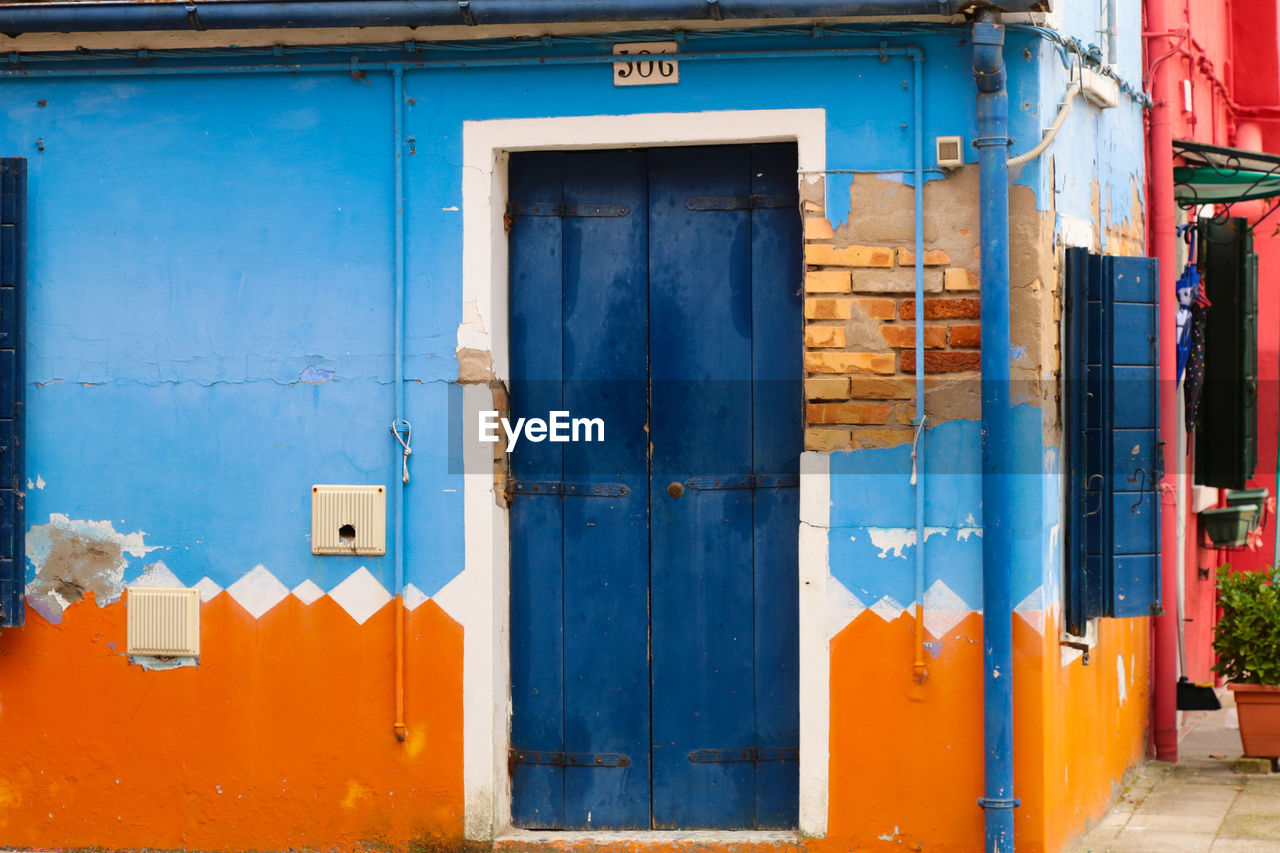 BLUE DOOR OF BUILDING