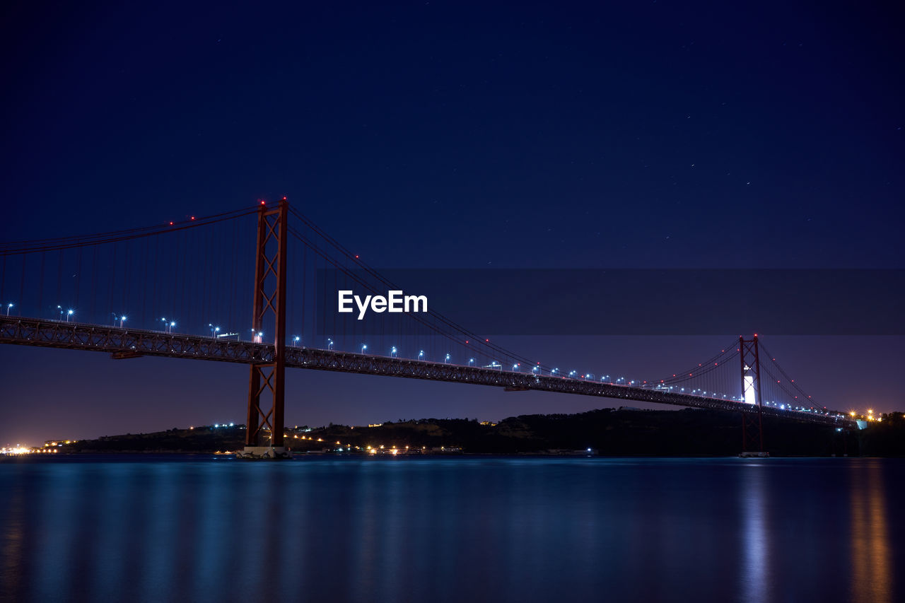 ILLUMINATED SUSPENSION BRIDGE AT NIGHT