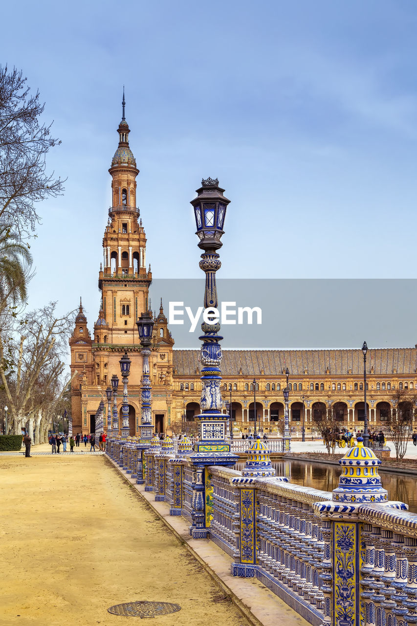 Plaza de espana  was built in seville, spain, in 1928 for ibero-american exposition