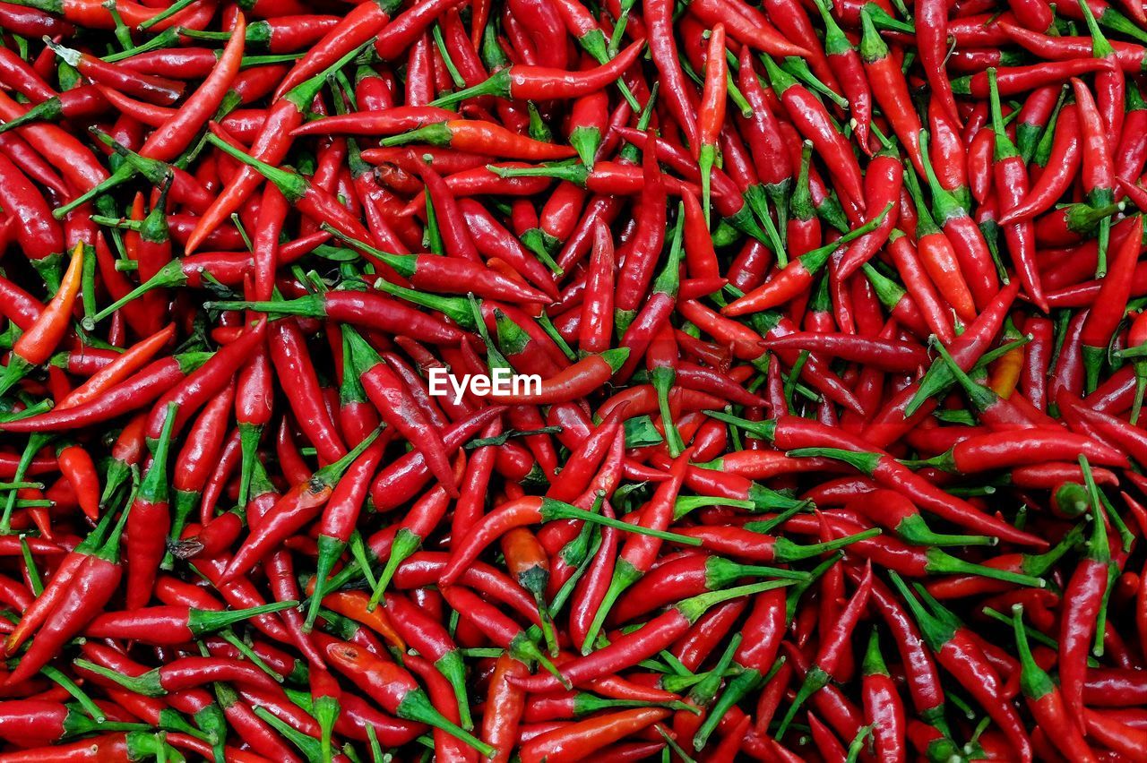 Full frame shot of red chili peppers for sale