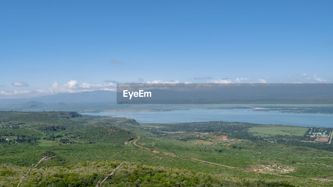 Lake elementaita seen from table mountain in aberdare ranges, kenya