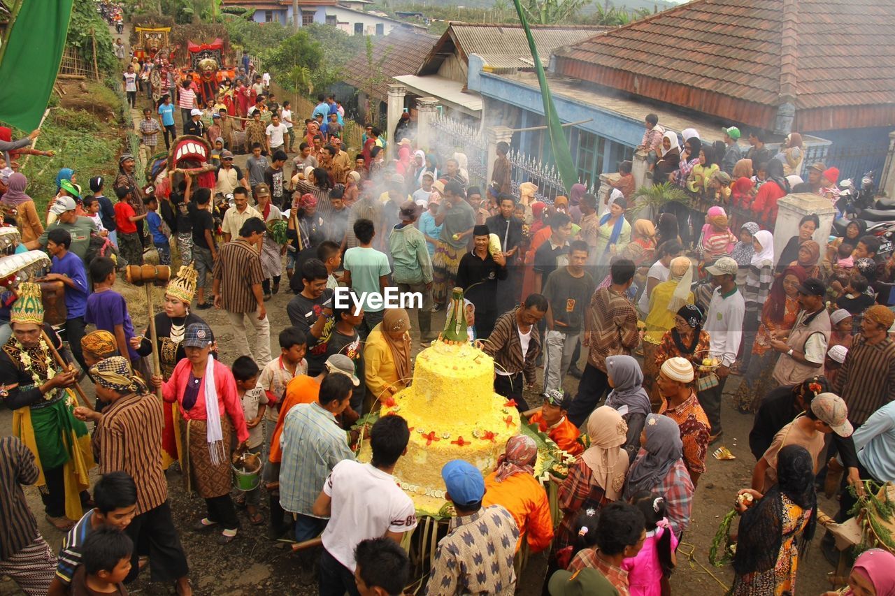 Villagers celebrating grebeg besar demak