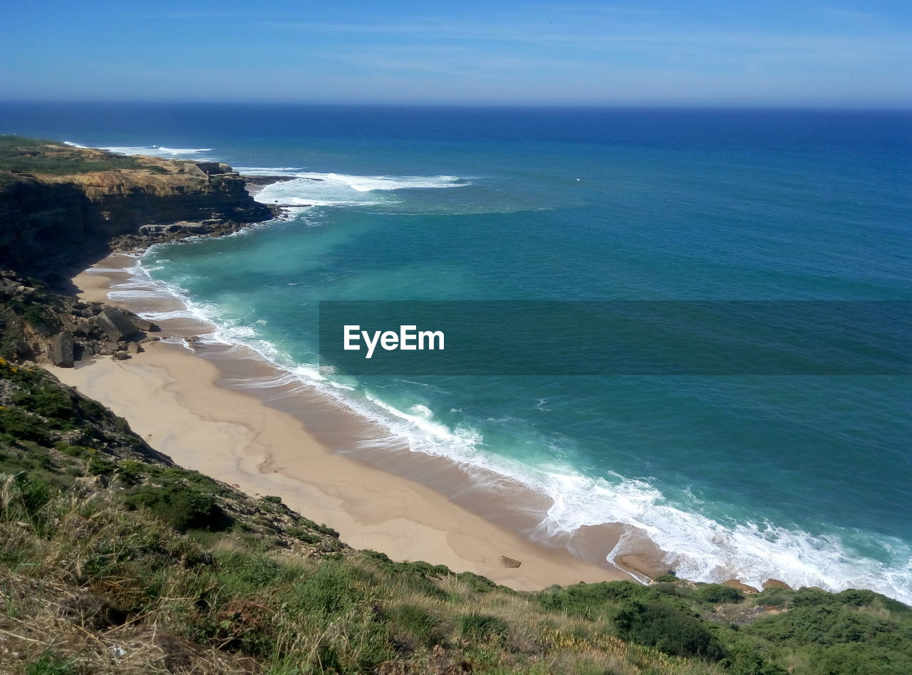 High angle view of beach against sky