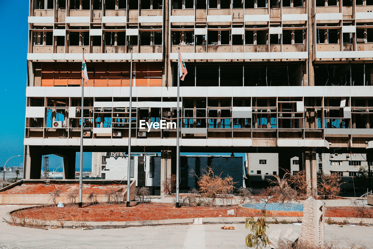 Destroyed building at construction site