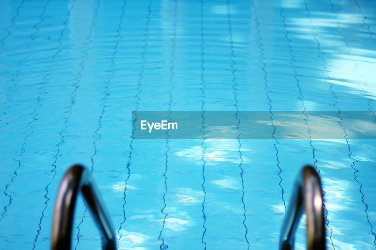 High angle view of steel in swimming pool