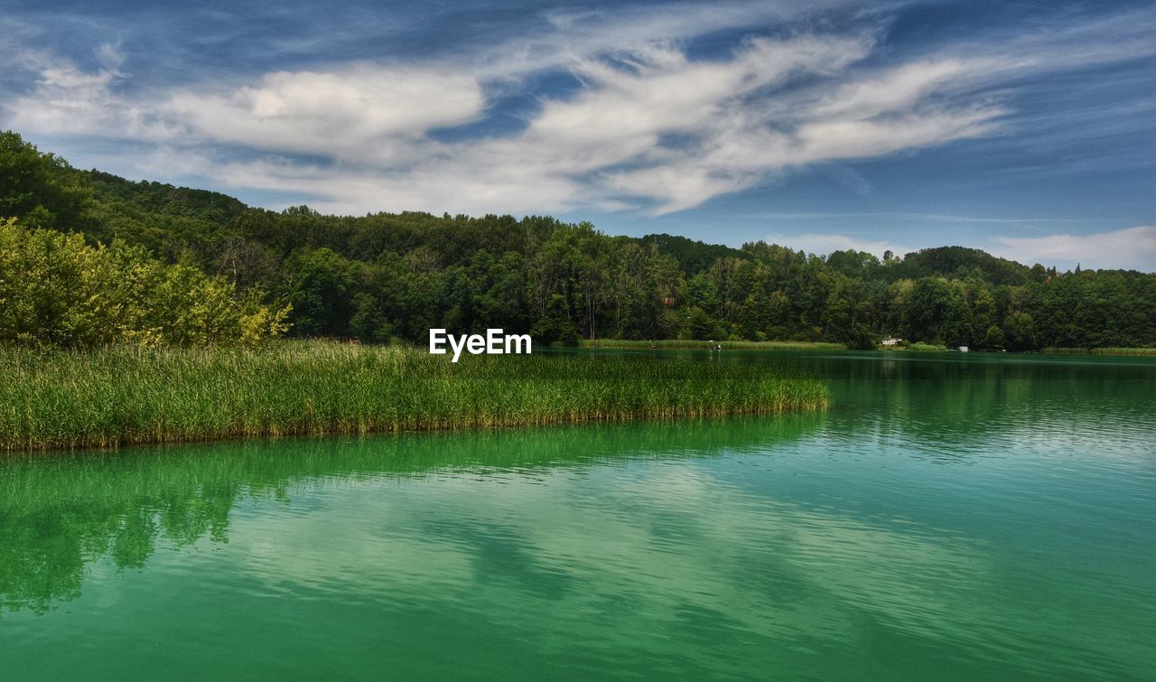 Scenic view of lake against sky