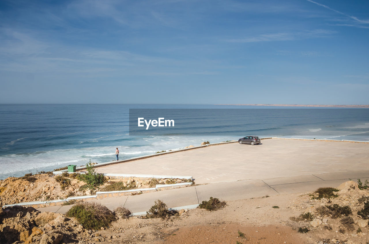 High angle view of beach against sky