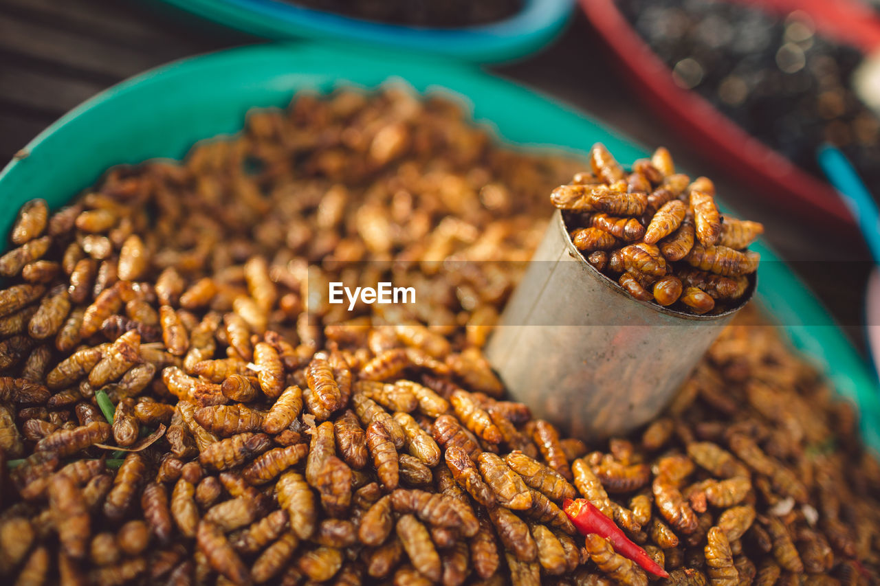 High angle view of food for sale at market stall