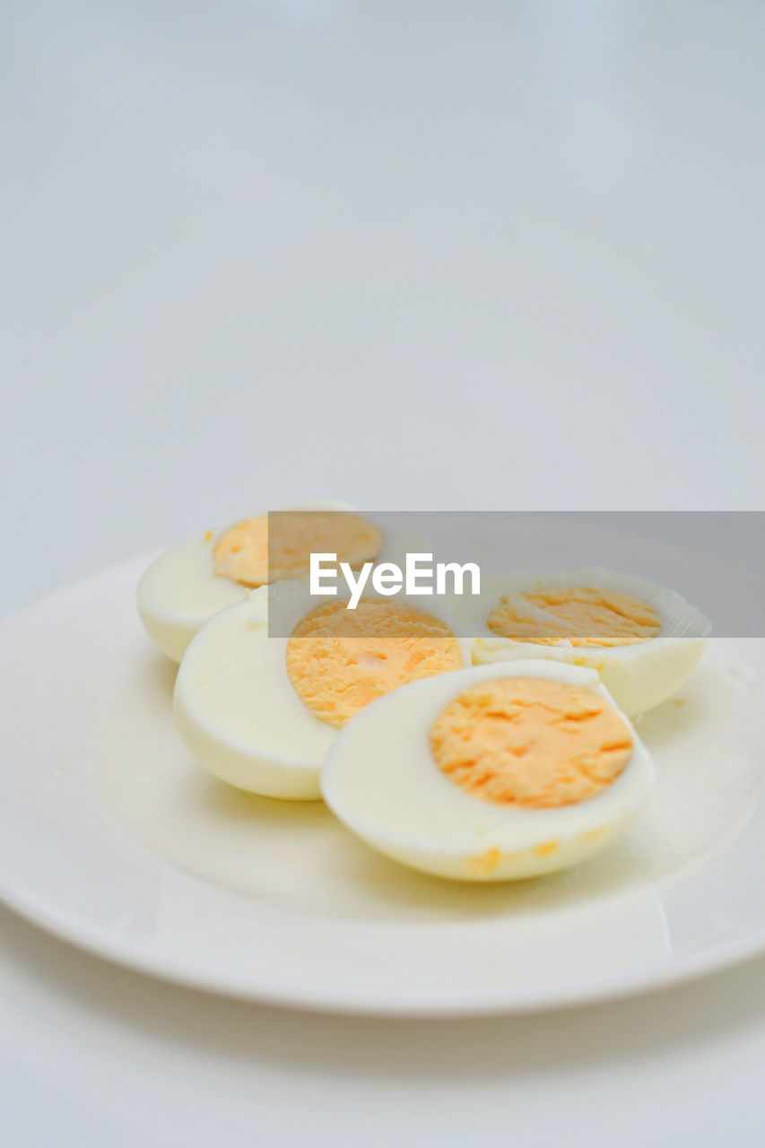 food and drink, food, egg, plate, healthy eating, studio shot, wellbeing, freshness, indoors, produce, dish, breakfast, no people, meal, fried egg, egg yolk, fried, sunny side up, close-up, simplicity, dessert, white background, copy space