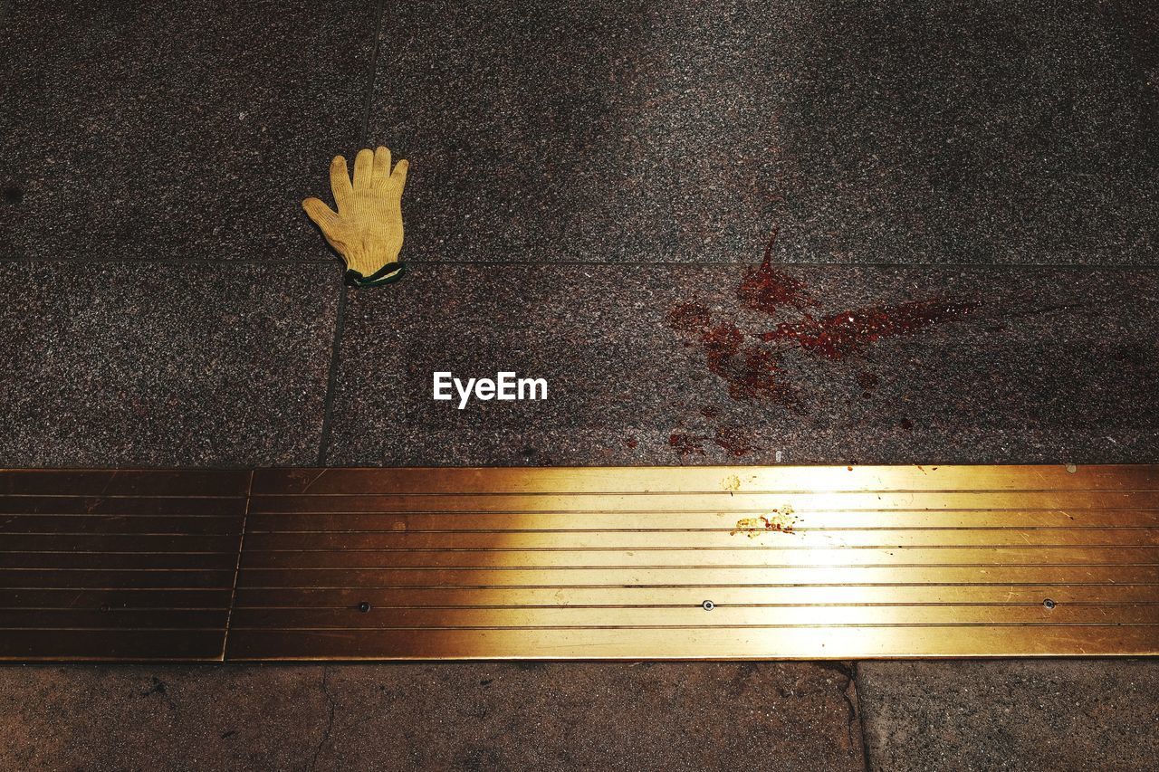 High angle view of glove on street