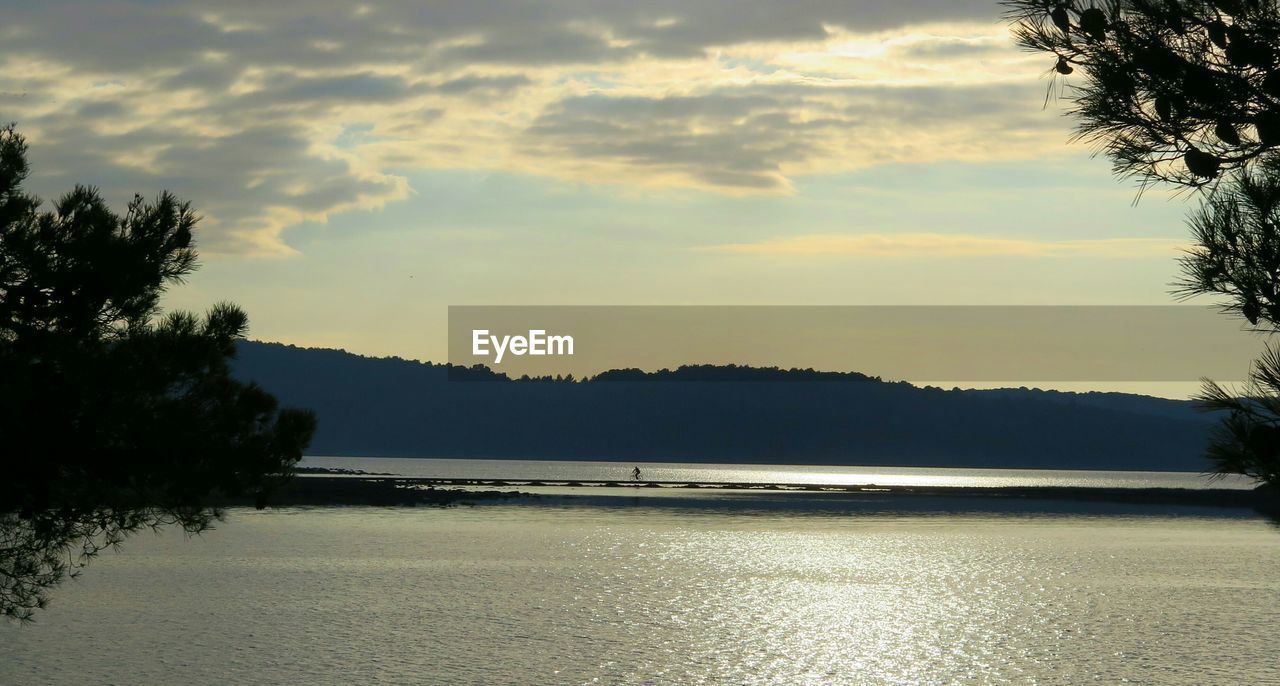 VIEW OF LAKE AGAINST CLOUDY SKY