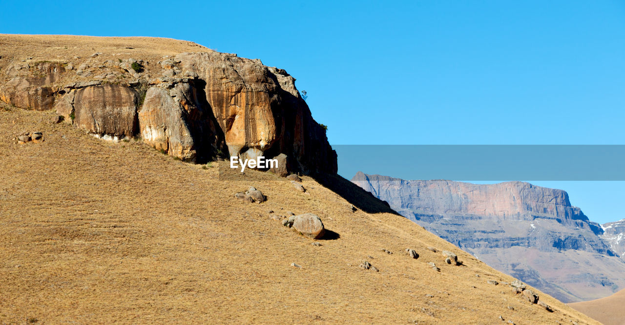 SCENIC VIEW OF ROCK FORMATION AGAINST CLEAR SKY